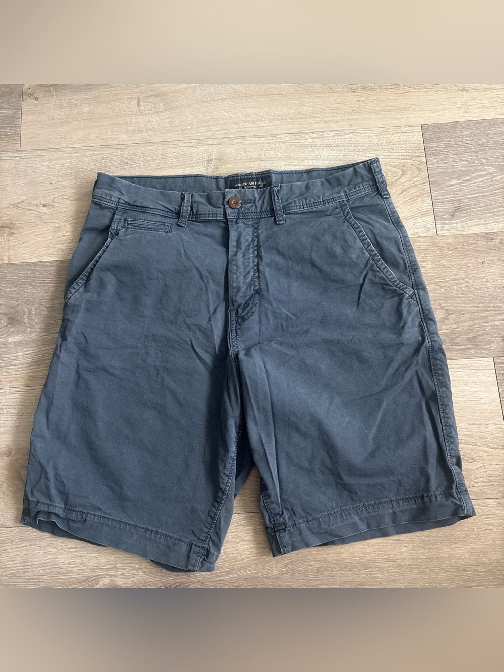 American Eagle Outfitters Men's Slate Blue Flat Front Chino Shorts